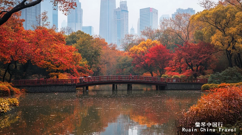 The fall foliage in Shanghai Century Park