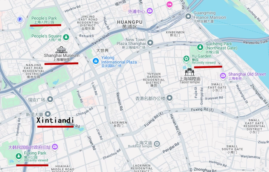 The Location Map of Xintiandi in Shanghai ( Google)