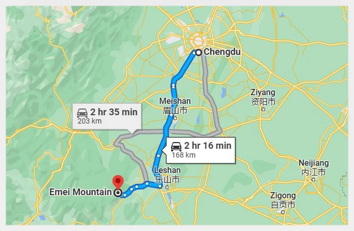 Emeishan Mountain Trip Map