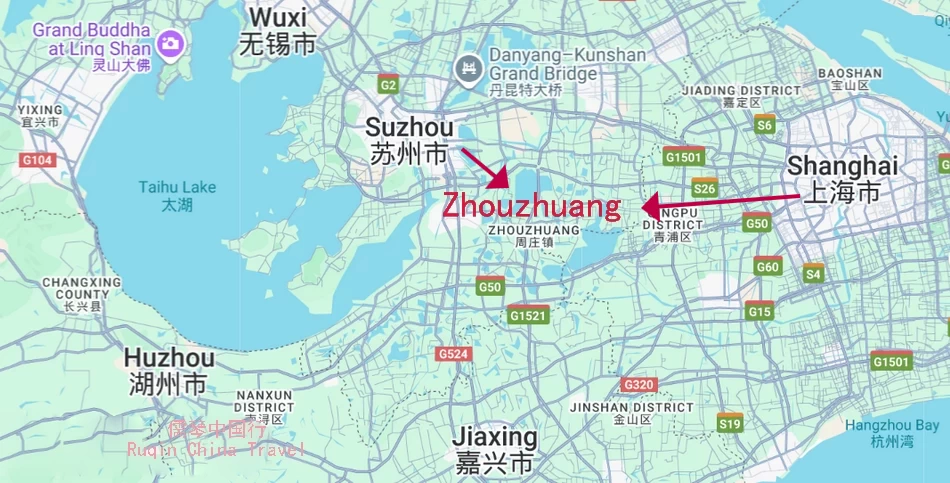 The location map of Zhouzhuang Water Town