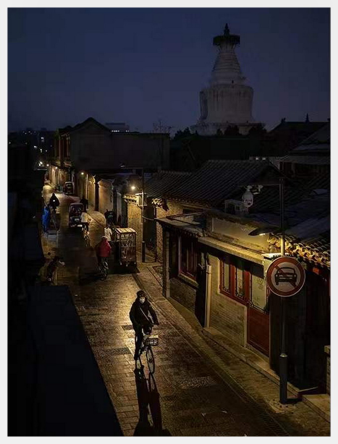 white pagoda at night