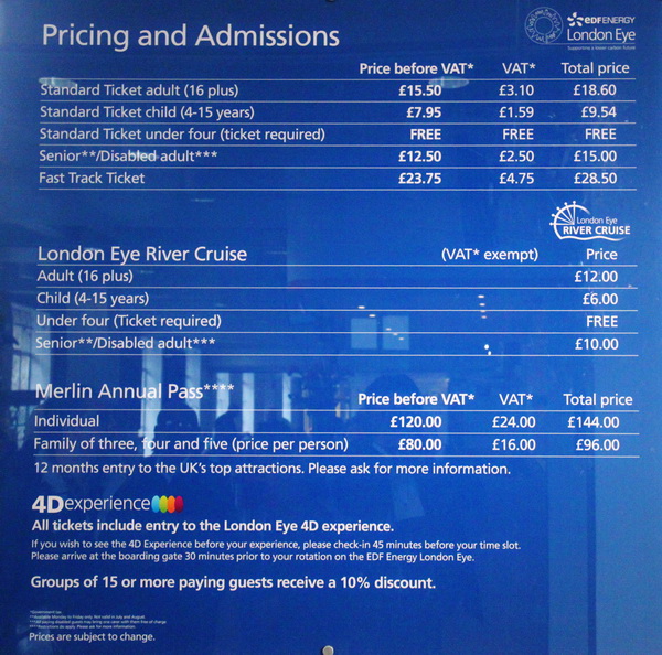 伦敦眼和泰晤士河游船价格