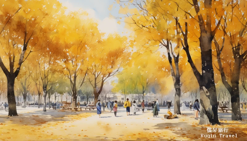 Ditan Park in autumn in November in Beijing