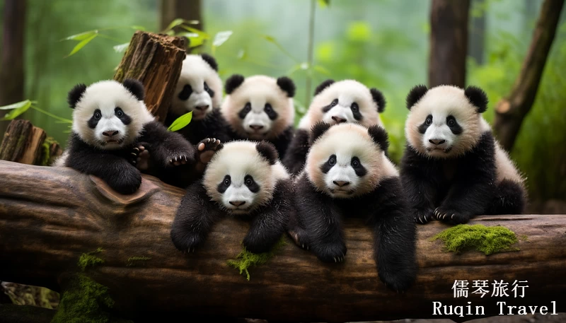 Pandas in Chengdu Panda base