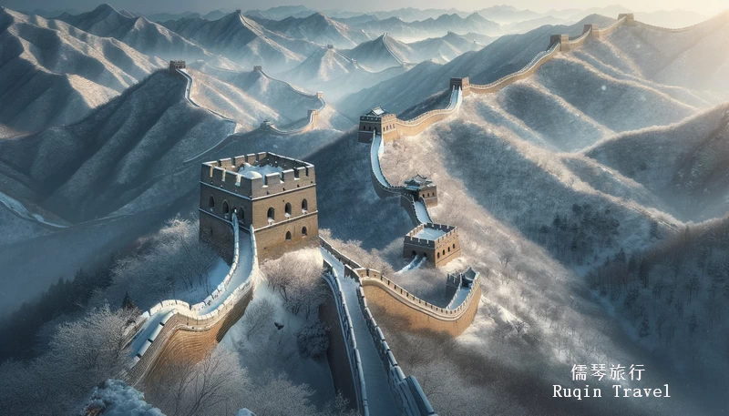 The Great Wall of China in snow