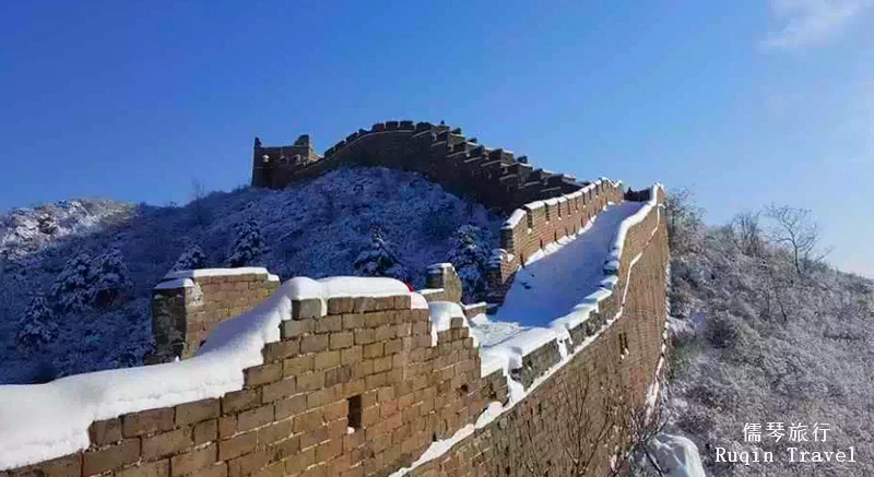 The snow-covered Great Wall of China