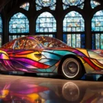 彩绘玻璃窗：Stained glass, a super car