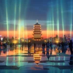 The Light and Dance at north square of Big Goose Pagoda