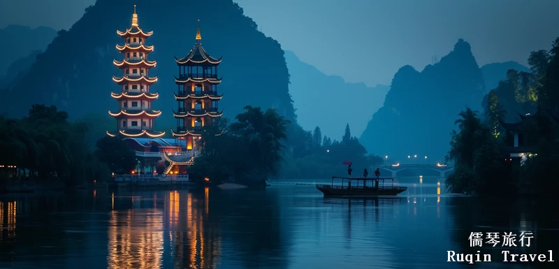 The Night View of the Two Rivers and Four Lakes in Guilin