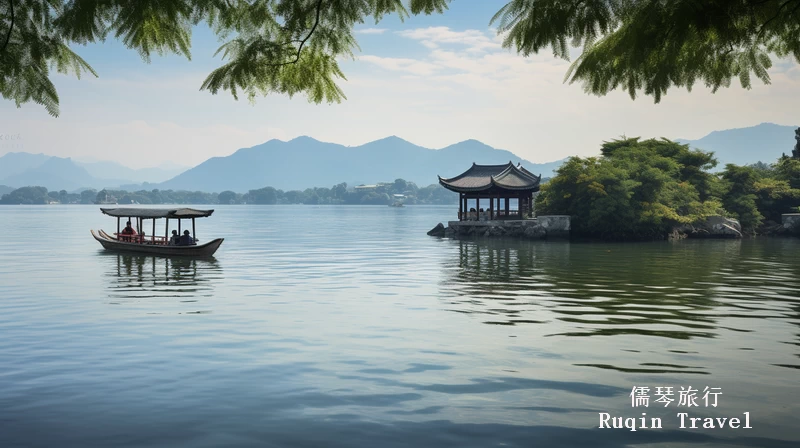 a tranquil boat ride on the West Lake in Hangzhou