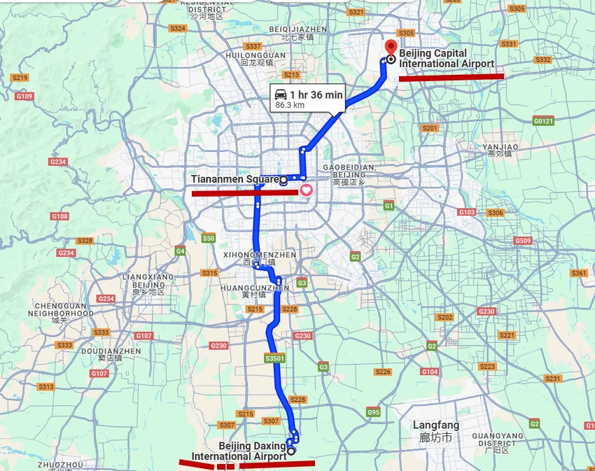 Beijing Daxing International Airport’s Location Map