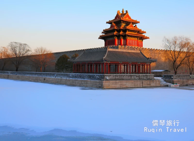 The Northwest Turret and Moat for Forbidden City after snow