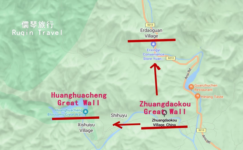 Zhuangdaokou - Erdaoguan - Huanghuacheng Map ( Bing)