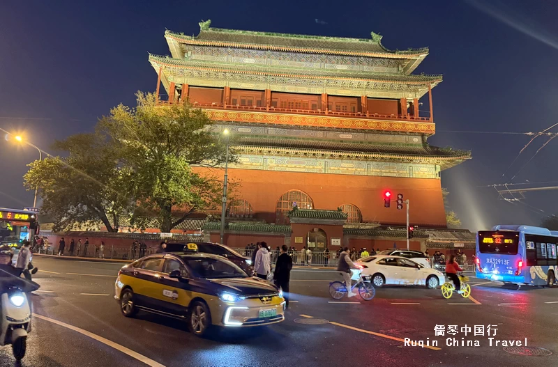 The night view of Drum Tower in Beijing