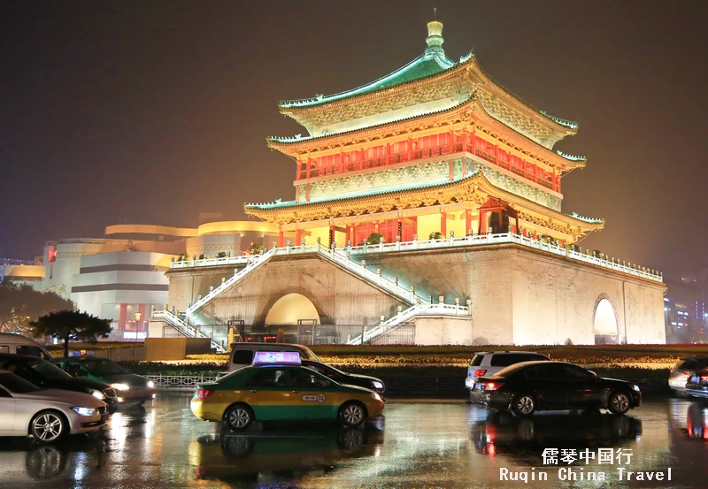 The night view of Bell Tower in Xi'an