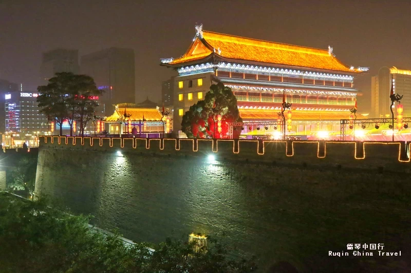 Xi'an City illuminated at night