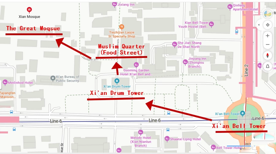 The location map of the Great Mosque in Xi'an ( Bing Map)