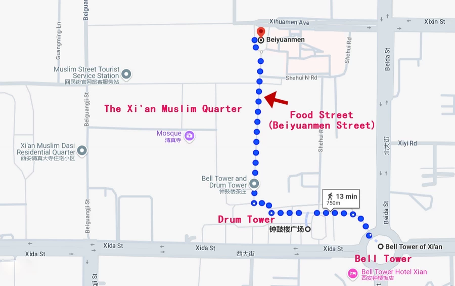 The Map of the Xi'an Muslim Quarter