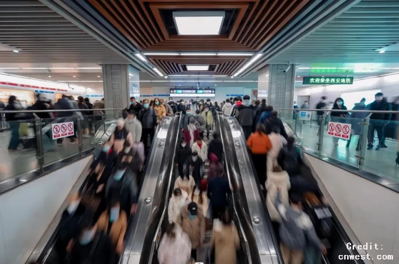 Inside one of the metro stations in Xian