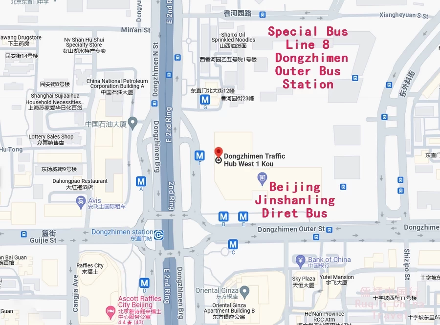 The location of Special Bus 8 for Jinshanling Great Wall