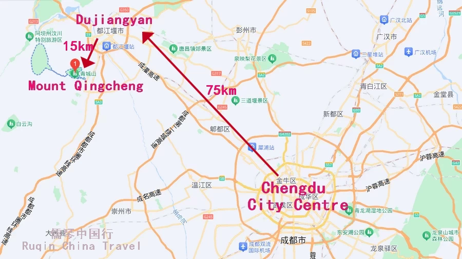 The Location Map of Mount Qingcheng (Baidu)