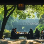 Sipping tea at Renmin Park Chengdu