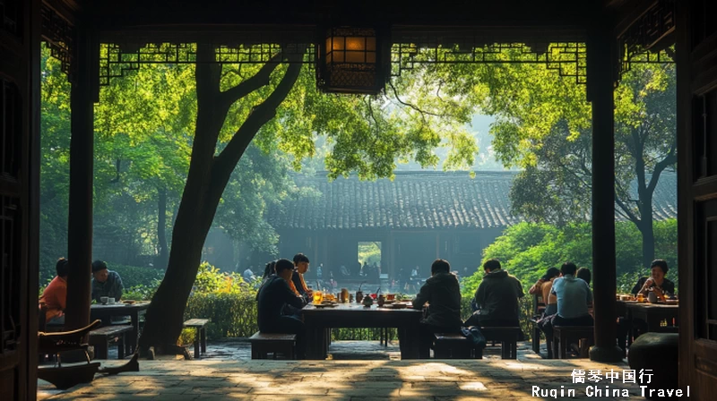 Sipping tea at Renmin Park Chengdu