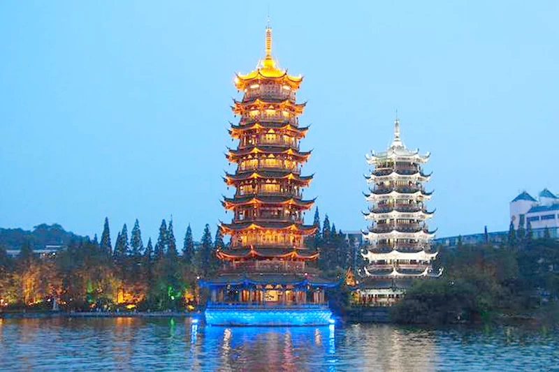 The Illuminated Sun Pagoda and the Moon Pagoda 