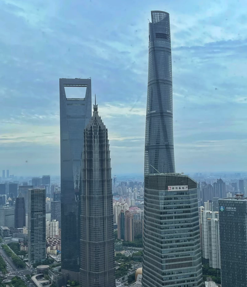 The view seen from the 263m Sightseeing Deck at the Oriental Pearl Tower