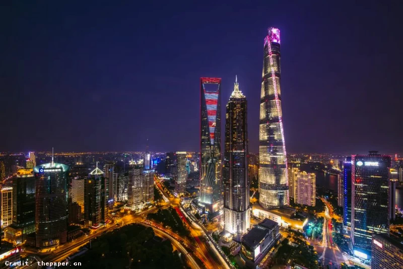 The Nighttime Views Seen from the Tower Shanghai Oriental Pearl Tower