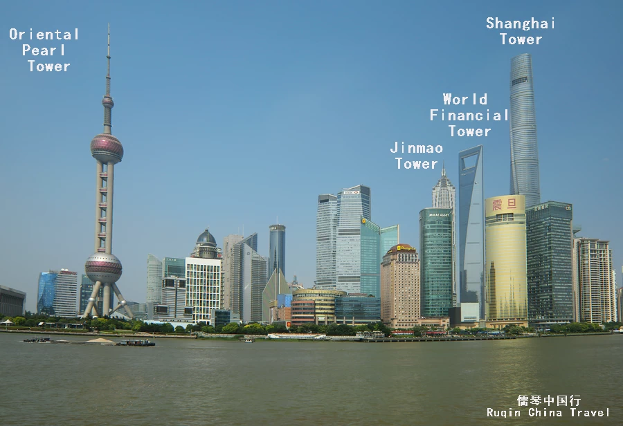 Shanghai Tower and other three tall buildings in Pudong, Shanghai