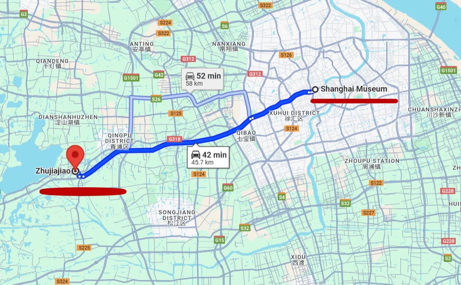 The Location Map of Zhujiajiao ( Google)