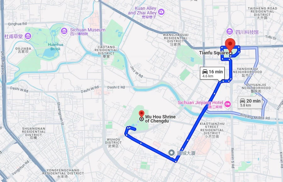 Wuhou Temple Location Map