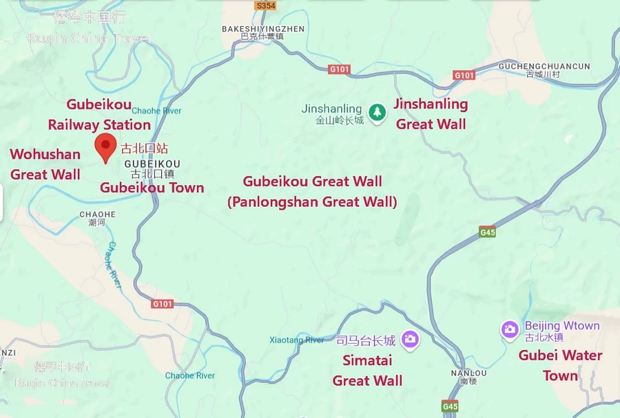 The Map of Gubeikou Railway Station and its Nearby Great Wall