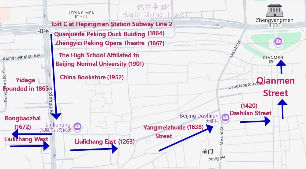 Beijing Liulichang Walking Route Map ( Google)