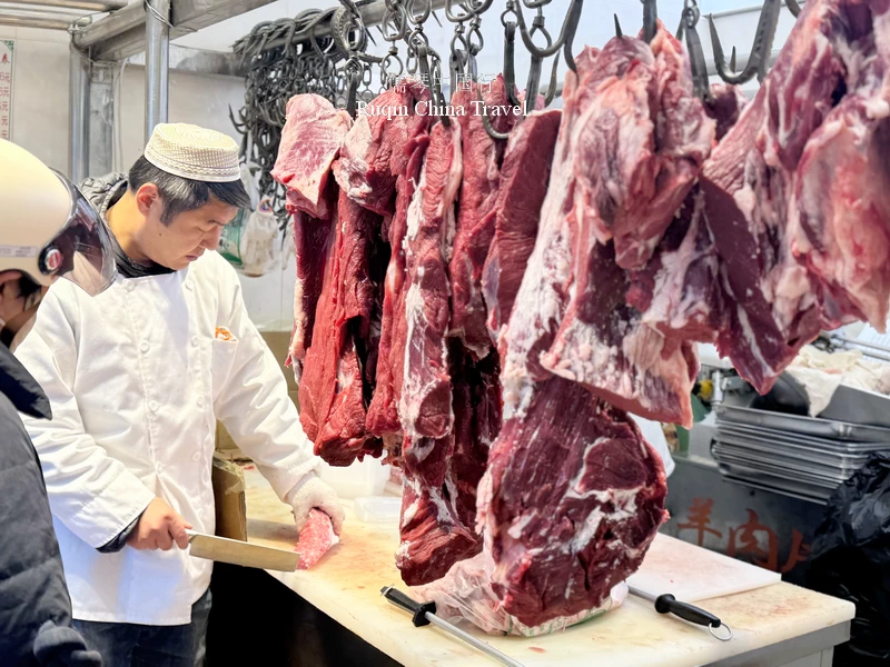 a halal butcher shop in Niujie Beijing