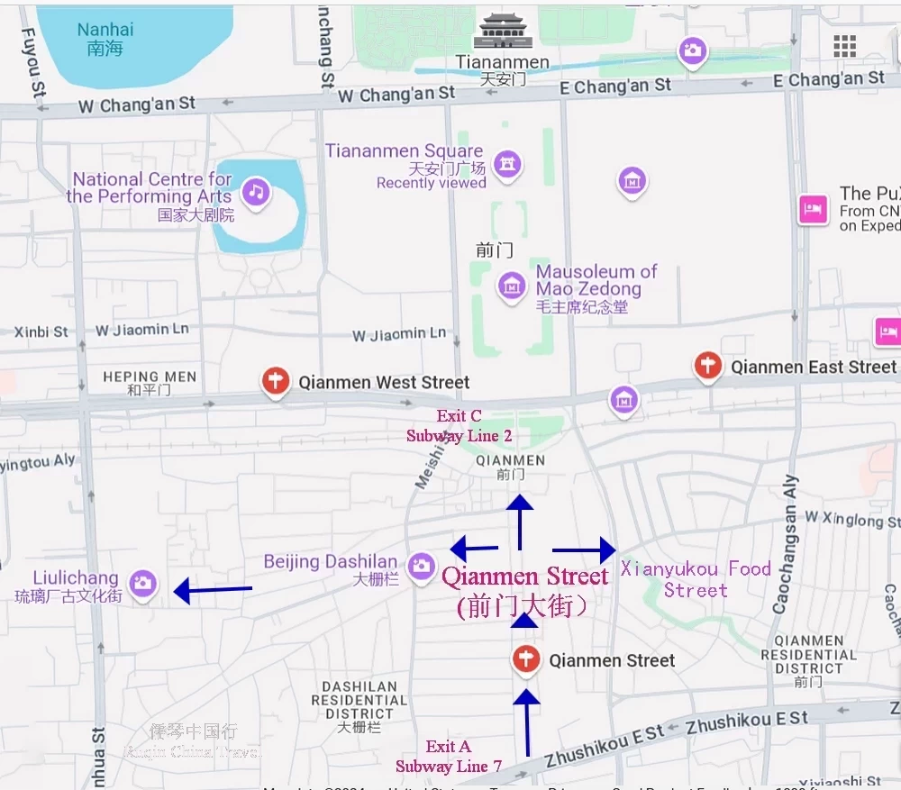 The Map of Qianmen Street ( Google )