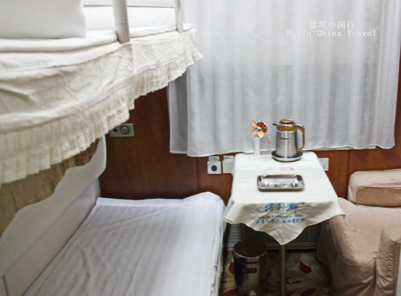 The interior of Beijing Xi'an overnight sleeper train