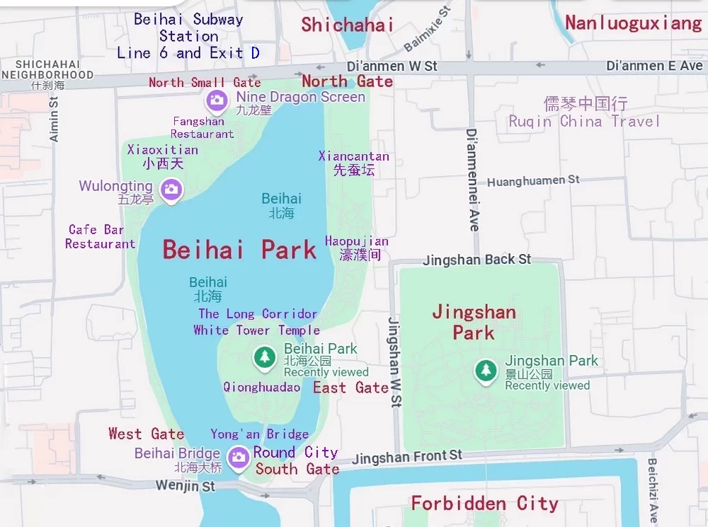 Beihai Park Location and Layout Map