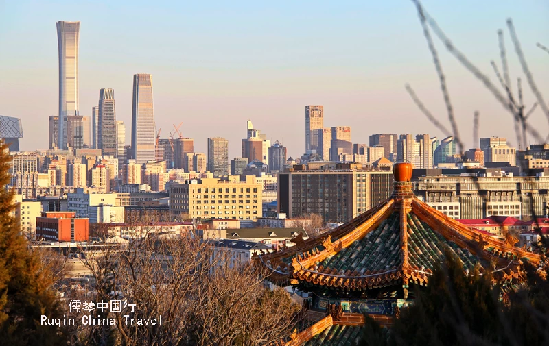 The Roof of the Guan Miao Pavilion and the CBD in the east viewed from Jingshan 