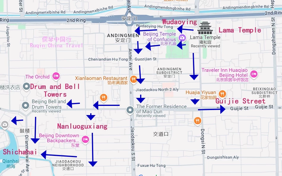 Lama Temple City Walk Map