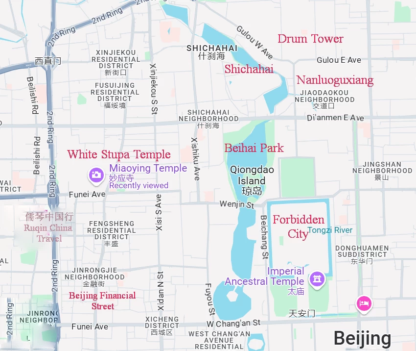 The location map of Miaoying Temple ( White Stupa Temple)