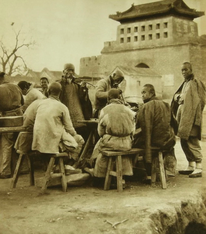 Street Scenes and Snack counters outside the old city wall in Beijing