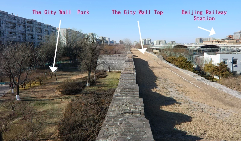 The Ming City Wall Park viewed from the City Wall Top