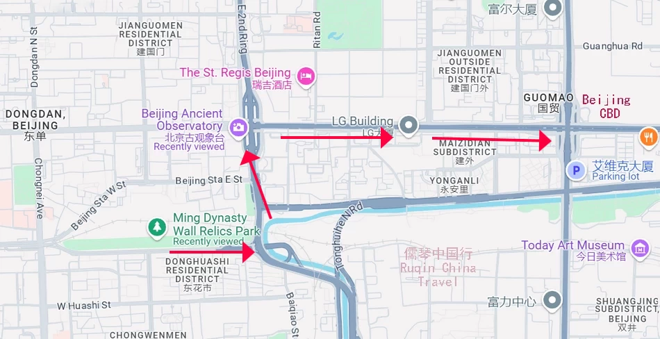 Ming City Wall Ruins Park and City Walk Trail Map