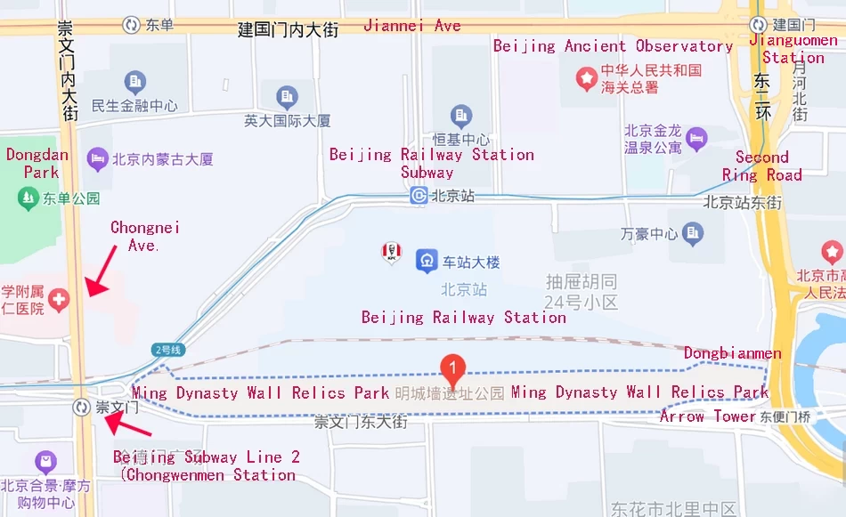 Ming Dynasty Wall Relics Park Subway Map