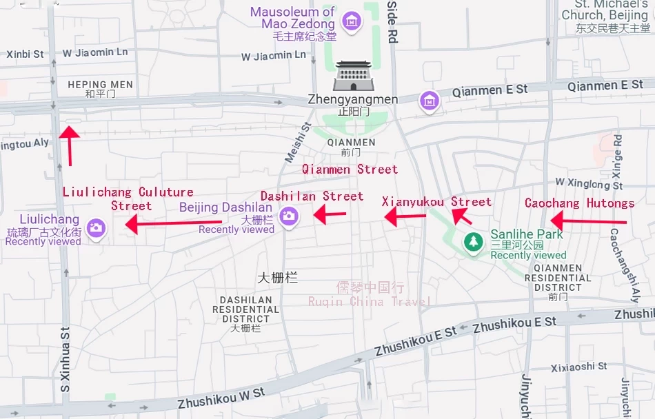 The Map of the Southern Old Beijing City Walks