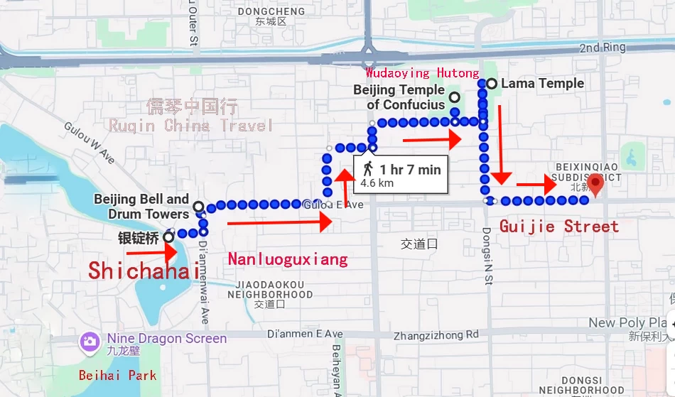 The Map of the Northern Old Beijing City Walks