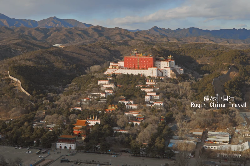 A Panoramic View of the Putuo Zongcheng Temple from the top of the Mountain Area