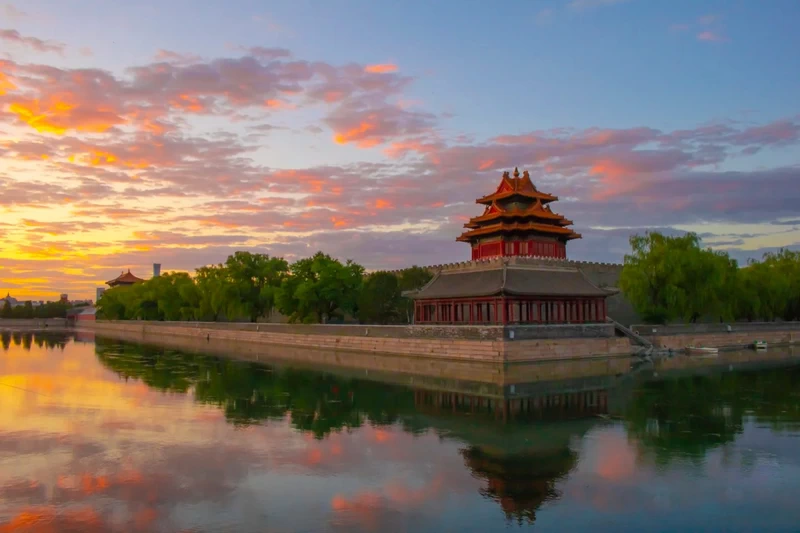 Sunrise over the Forbidden City viewed from its northwest turret.